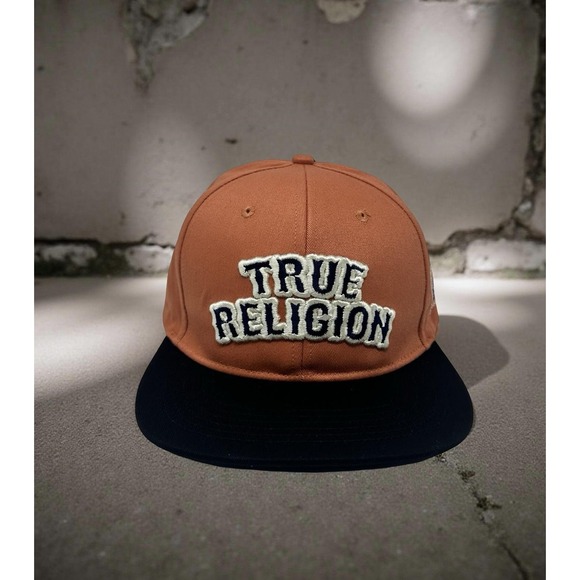 True Religion Hat Cap Snap Back Caramel Cafe Black Embroidered Western Mens OS - Picture 1 of 12